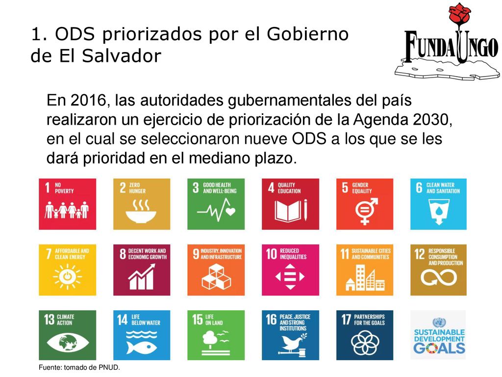 1. ODS priorizados por el Gobierno de El Salvador