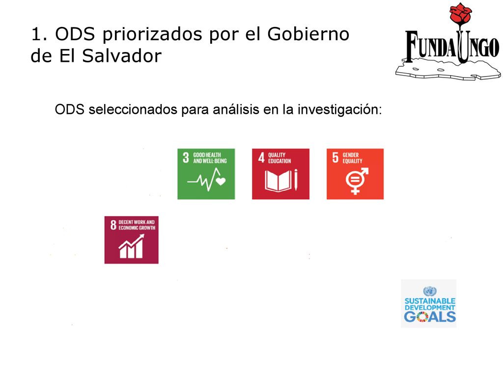 1. ODS priorizados por el Gobierno de El Salvador