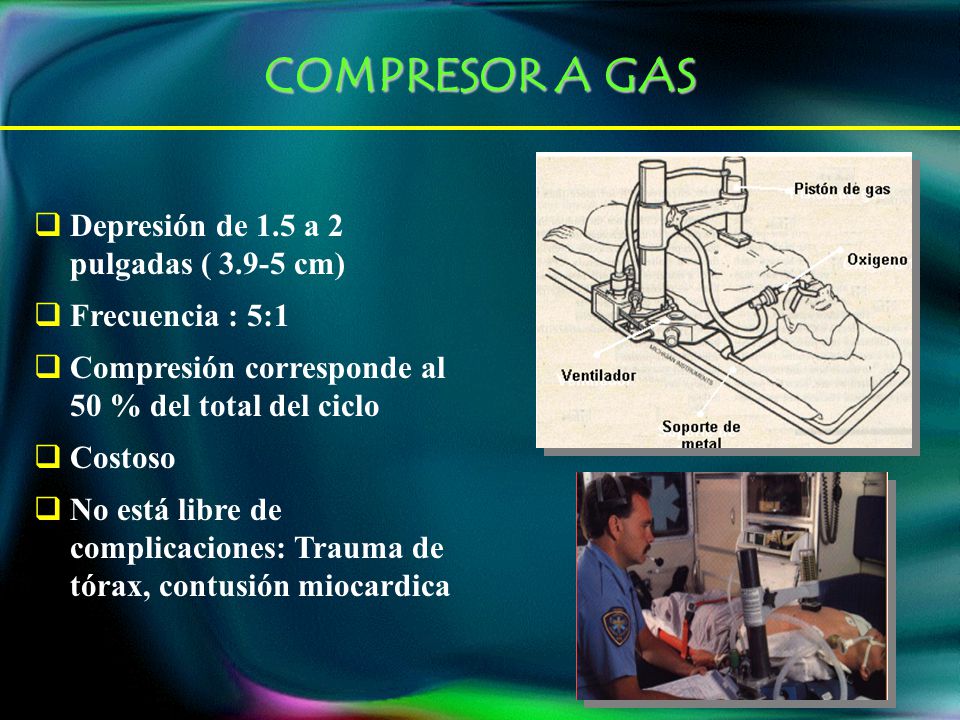 COMPRESOR A GAS Depresión de 1.5 a 2 pulgadas ( cm)