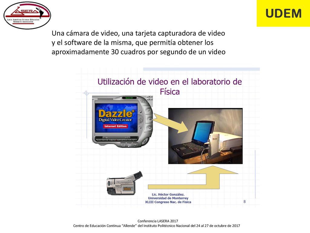 Una cámara de video, una tarjeta capturadora de video y el software de la misma, que permitía obtener los aproximadamente 30 cuadros por segundo de un video