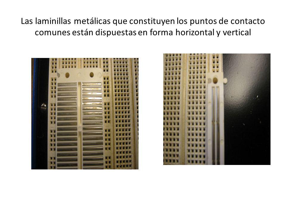 Las laminillas metálicas que constituyen los puntos de contacto comunes están dispuestas en forma horizontal y vertical