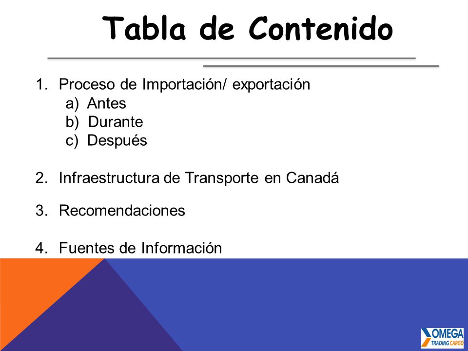 Tabla de Contenido Proceso de Importación/ exportación a) Antes