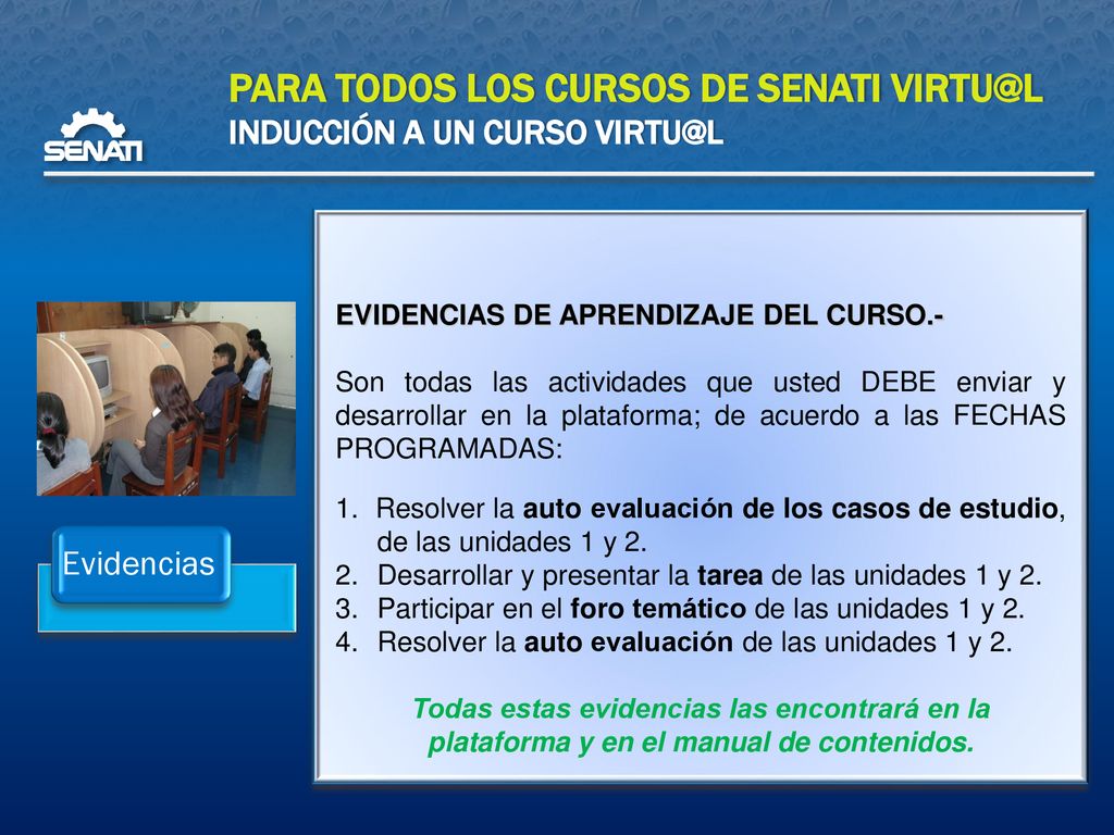 Para todos los cursos de senati INDUCCIÓN A UN CURSO