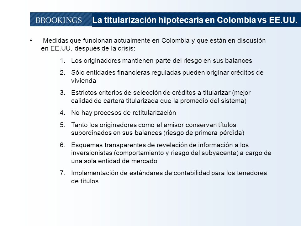 La titularización hipotecaria en Colombia vs EE.UU.