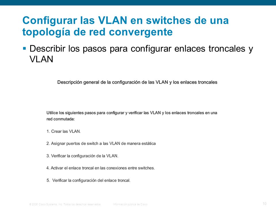 Configurar las VLAN en switches de una topología de red convergente