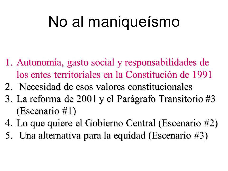 No al maniqueísmo Autonomía, gasto social y responsabilidades de los entes territoriales en la Constitución de