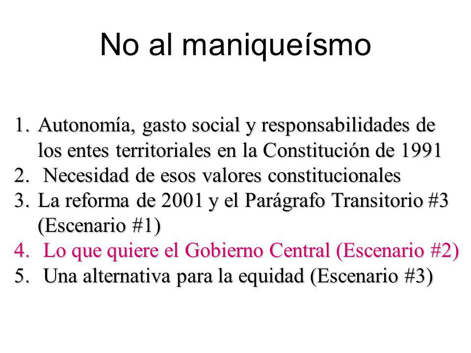 No al maniqueísmo Autonomía, gasto social y responsabilidades de los entes territoriales en la Constitución de