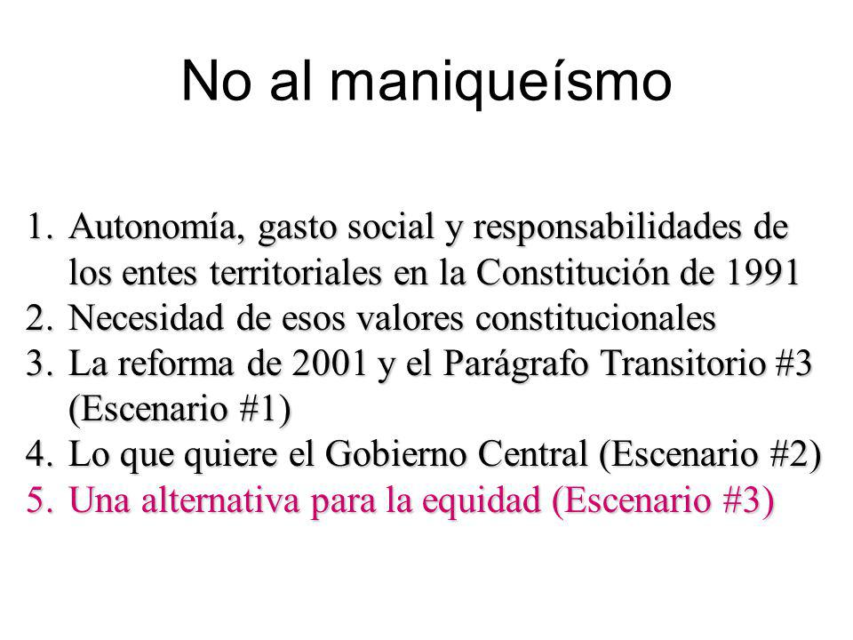 No al maniqueísmo Autonomía, gasto social y responsabilidades de los entes territoriales en la Constitución de