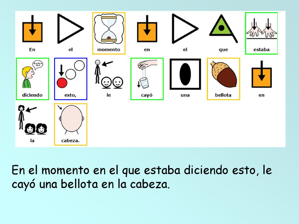 En el momento en el que estaba diciendo esto, le cayó una bellota en la cabeza.