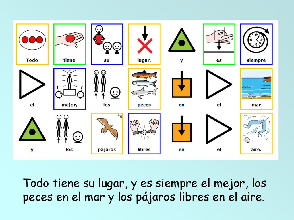Todo tiene su lugar, y es siempre el mejor, los peces en el mar y los pájaros libres en el aire.