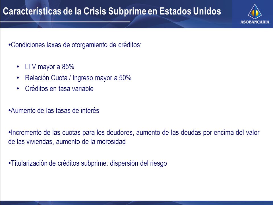 Características de la Crisis Subprime en Estados Unidos