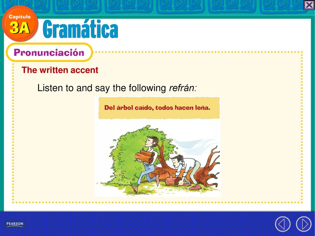Listen to and say the following refrán: