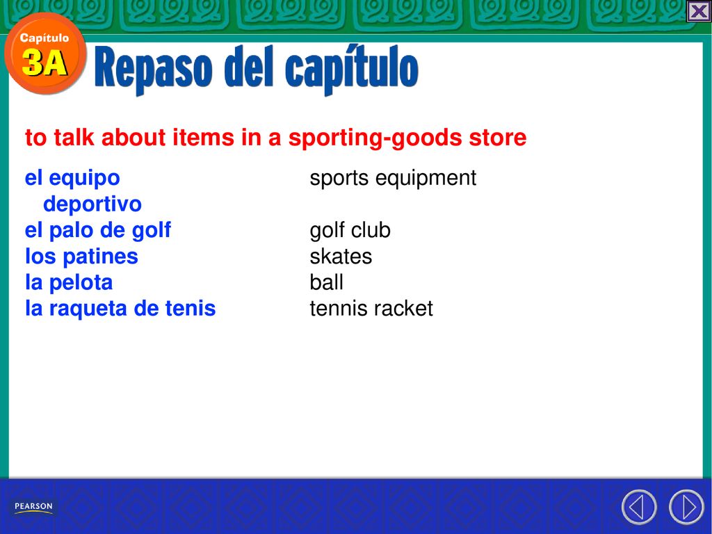 to talk about items in a sporting-goods store
