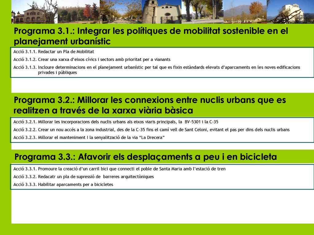 Programa 3.3.: Afavorir els desplaçaments a peu i en bicicleta