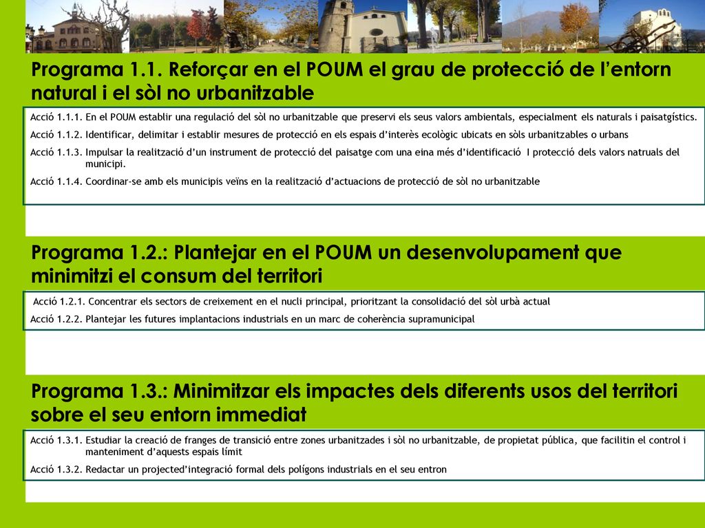 Programa 1.1. Reforçar en el POUM el grau de protecció de l’entorn natural i el sòl no urbanitzable