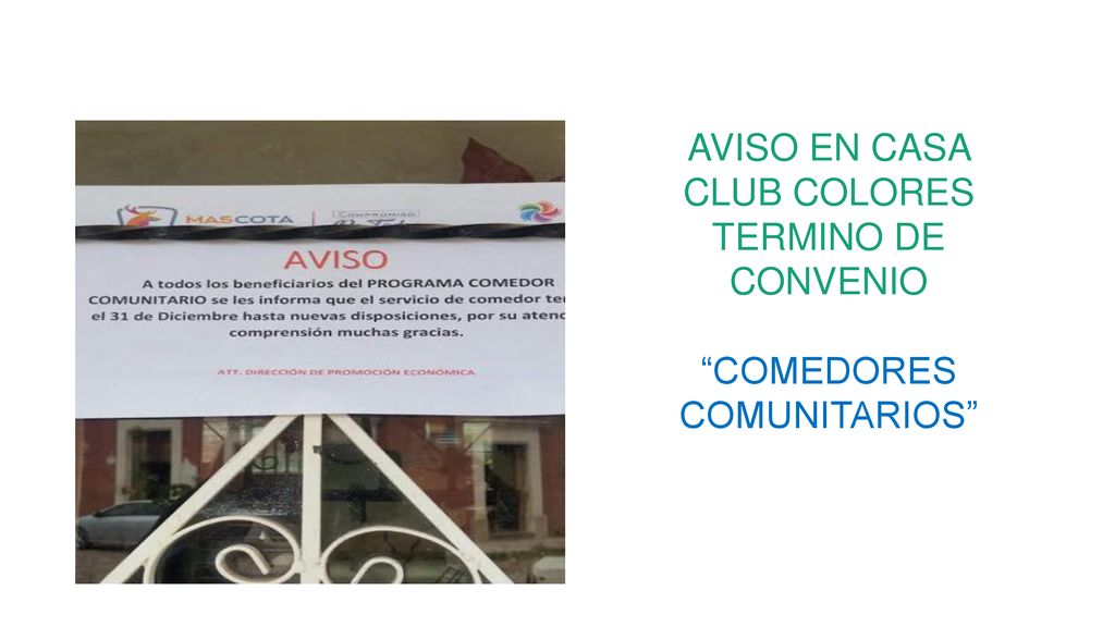 AVISO EN CASA CLUB COLORES TERMINO DE CONVENIO