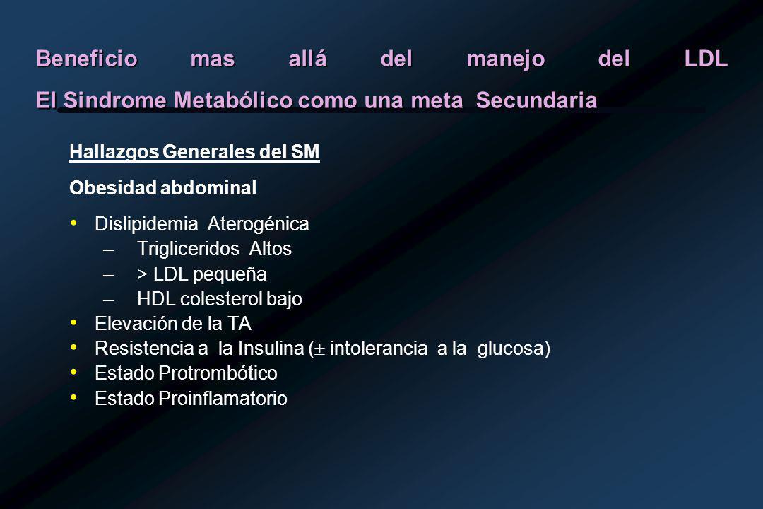 Beneficio mas allá del manejo del LDL El Sindrome Metabólico como una meta Secundaria