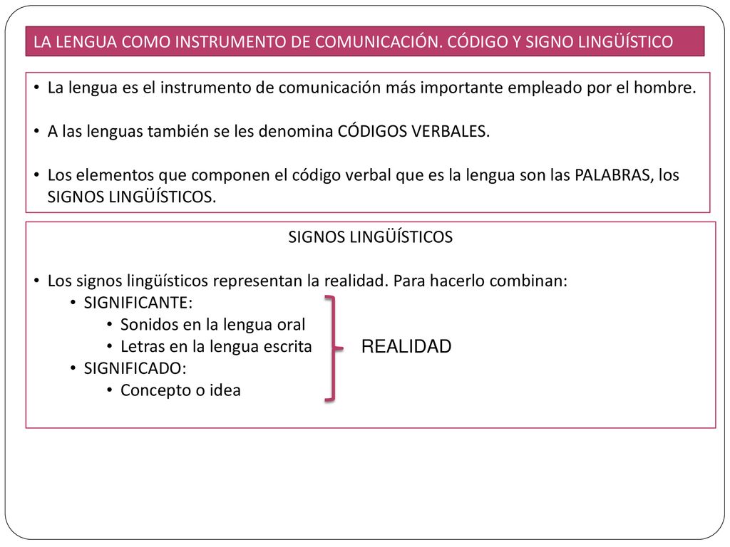 LA LENGUA COMO INSTRUMENTO DE COMUNICACIÓN. CÓDIGO Y SIGNO LINGÜÍSTICO