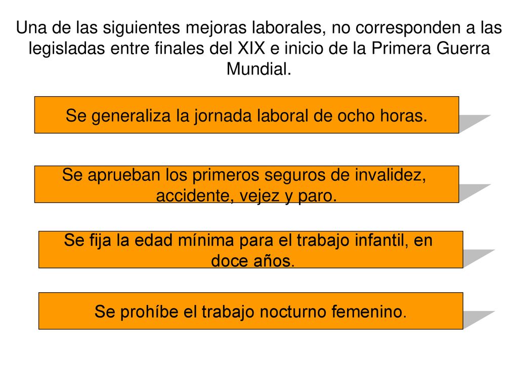 Se generaliza la jornada laboral de ocho horas.