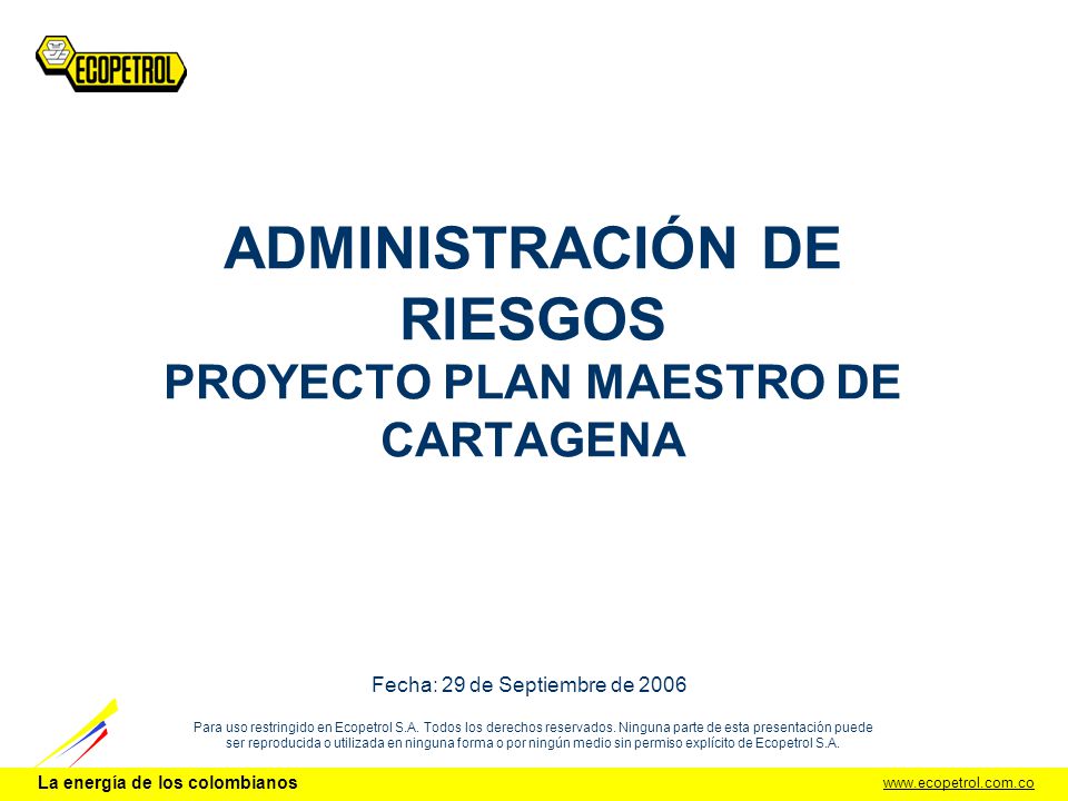 ADMINISTRACIÓN DE RIESGOS PROYECTO PLAN MAESTRO DE CARTAGENA