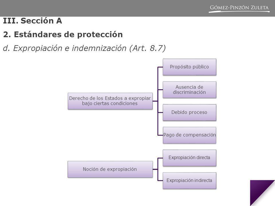 2. Estándares de protección d. Expropiación e indemnización (Art. 8.7)