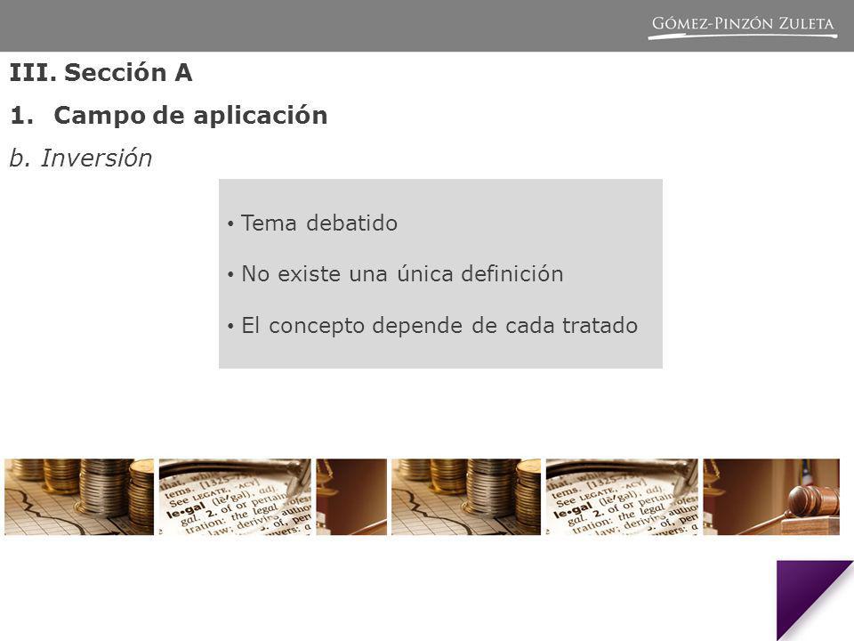 III. Sección A Campo de aplicación b. Inversión Tema debatido