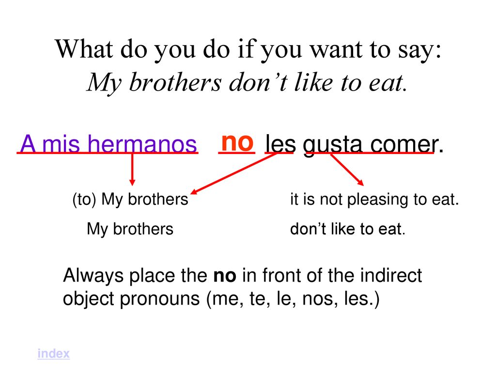 What do you do if you want to say: My brothers don’t like to eat.