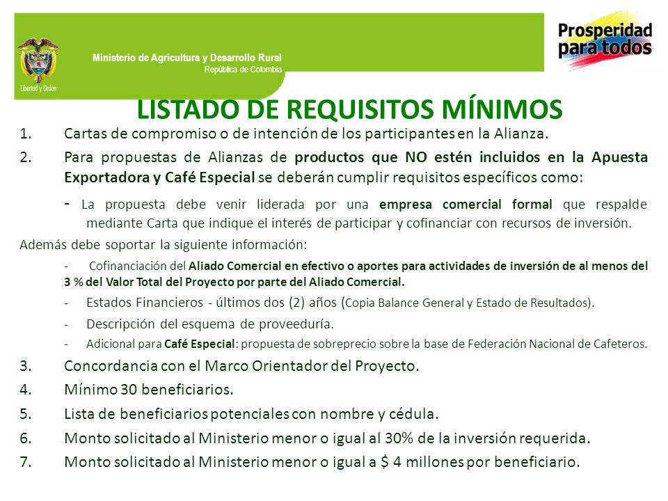 LISTADO DE REQUISITOS MÍNIMOS