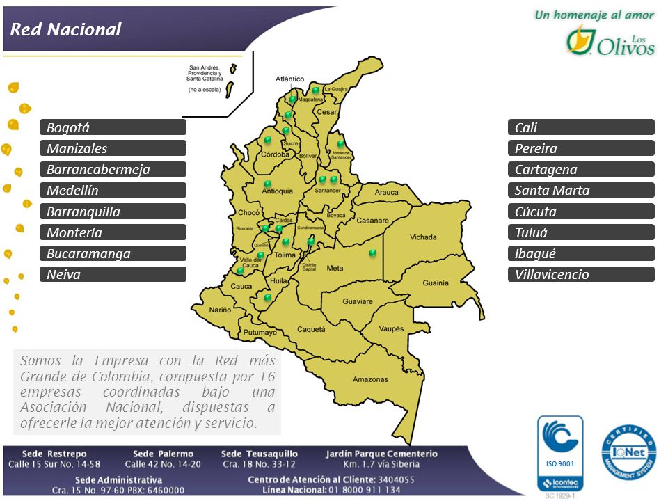 Red Nacional Bogotá Cali Manizales Pereira Barrancabermeja Cartagena
