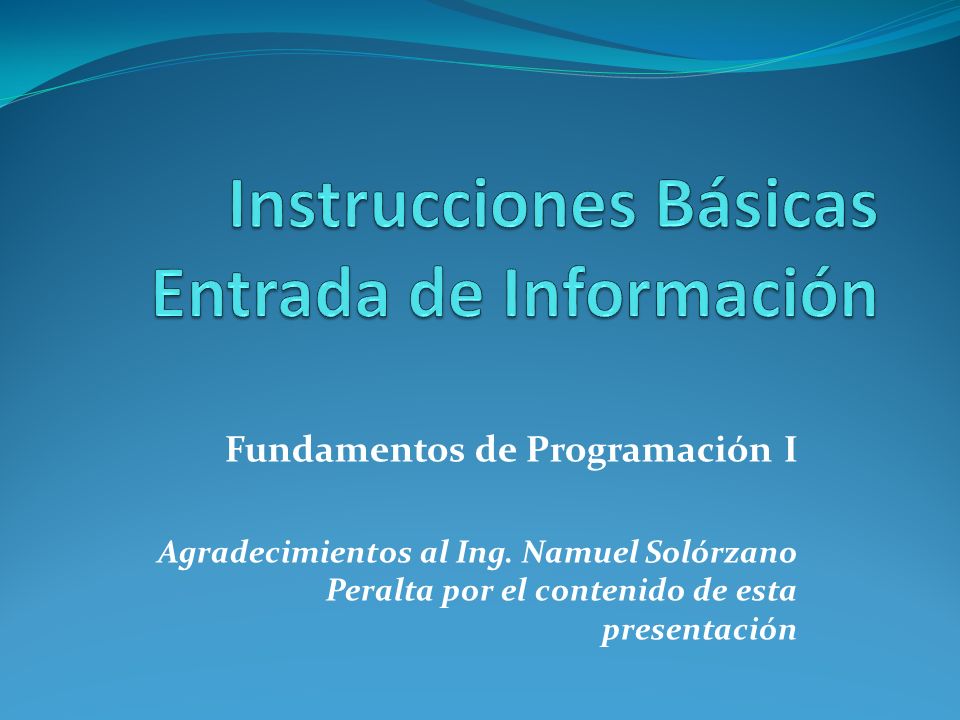 Instrucciones Básicas Entrada de Información