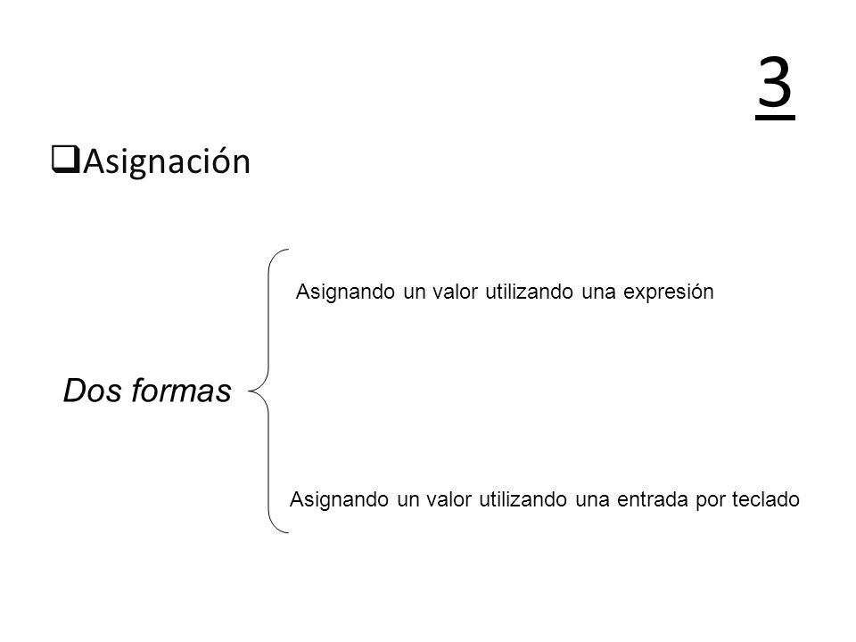 3 Asignación Dos formas Asignando un valor utilizando una expresión
