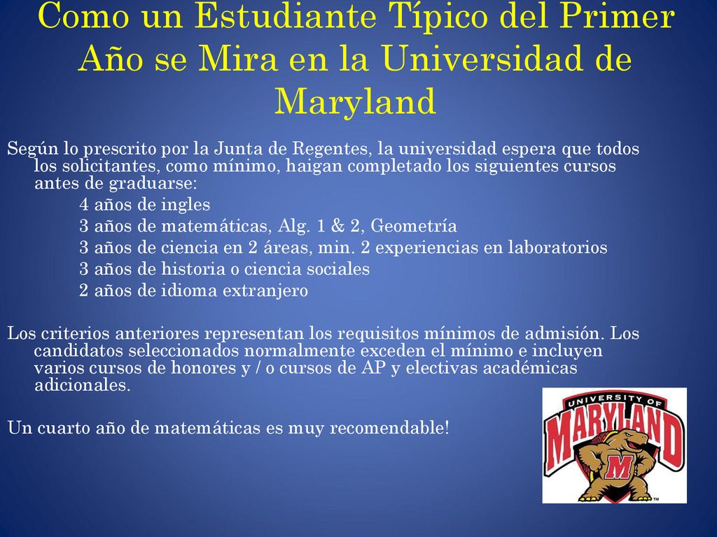 Como un Estudiante Típico del Primer Año se Mira en la Universidad de Maryland
