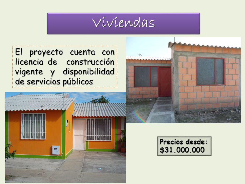 Viviendas El proyecto cuenta con licencia de construcción vigente y disponibilidad de servicios públicos.