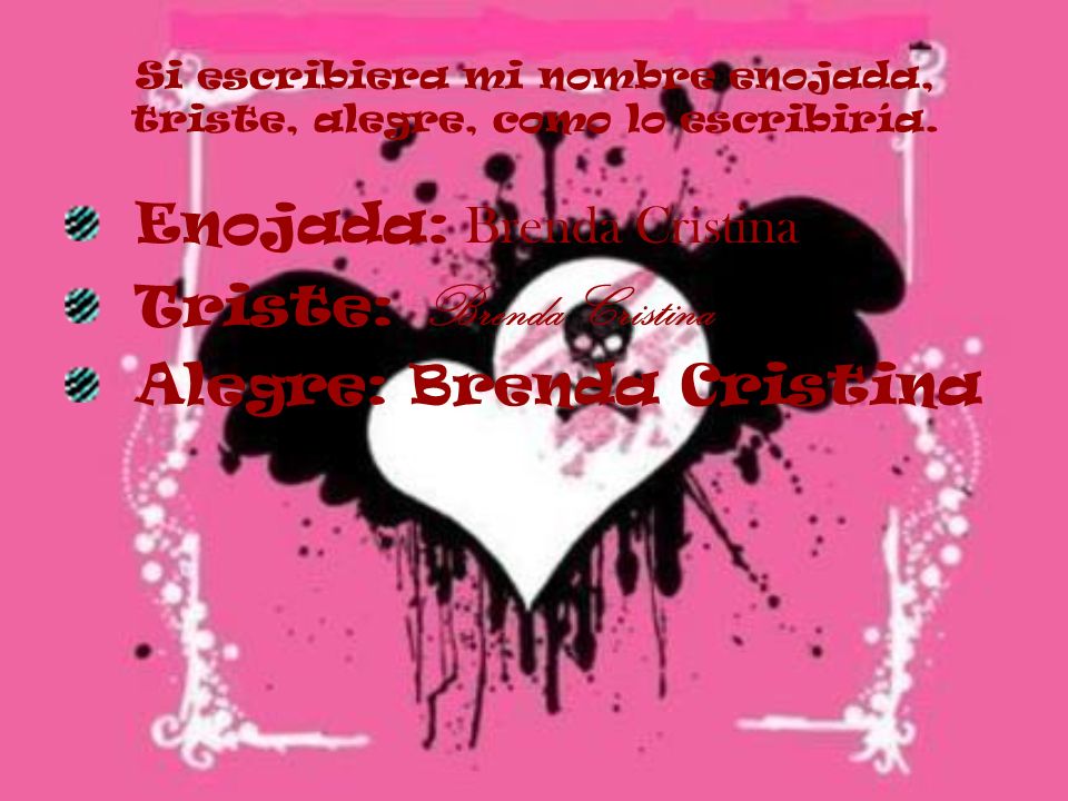 Si escribiera mi nombre enojada, triste, alegre, como lo escribiría.