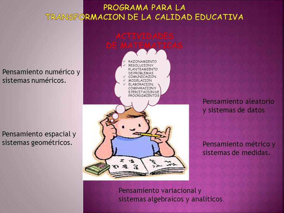 PROGRAMA PARA LA TRANSFORMACION DE LA CALIDAD EDUCATIVA ACTIVIDADES DE MATEMATICAS
