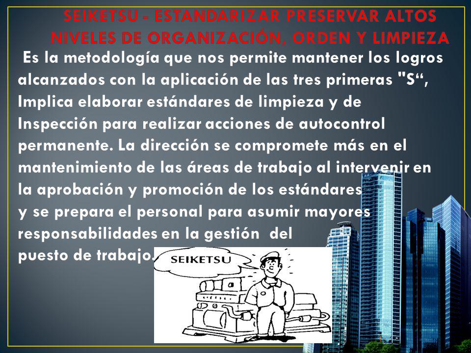 SEIKETSU - ESTANDARIZAR PRESERVAR ALTOS NIVELES DE ORGANIZACIÓN, ORDEN Y LIMPIEZA