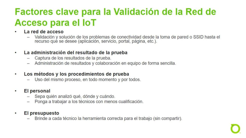 Factores clave para la Validación de la Red de Acceso para el IoT