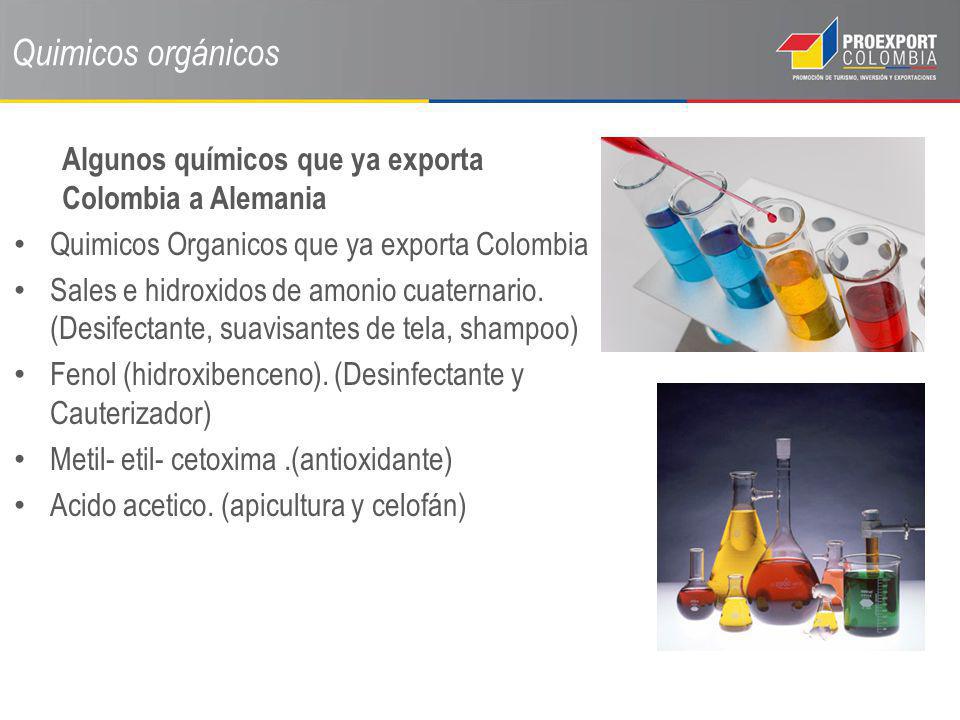Quimicos orgánicos Algunos químicos que ya exporta Colombia a Alemania