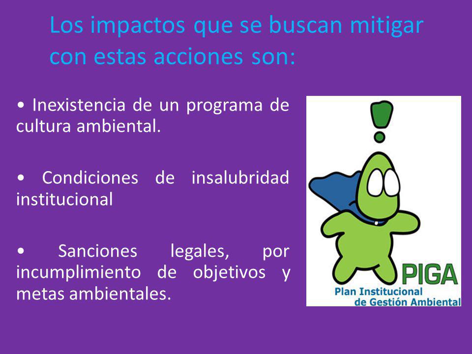 Los impactos que se buscan mitigar con estas acciones son: