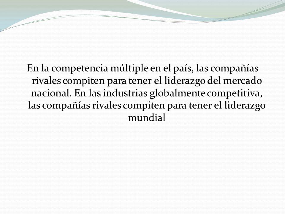 En la competencia múltiple en el país, las compañías rivales compiten para tener el liderazgo del mercado nacional.