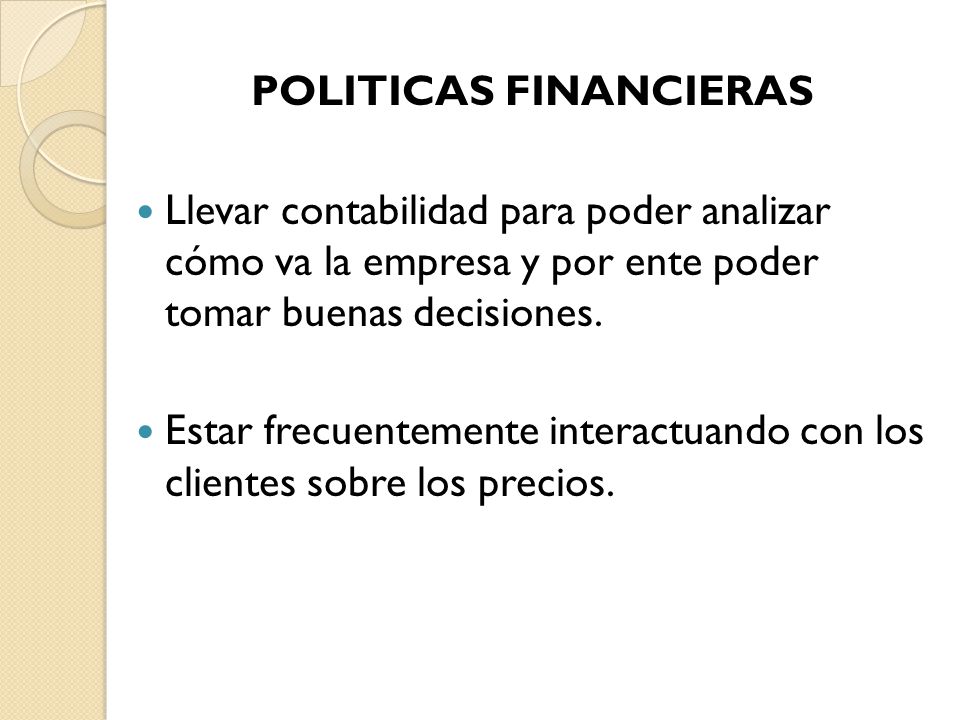 POLITICAS FINANCIERAS