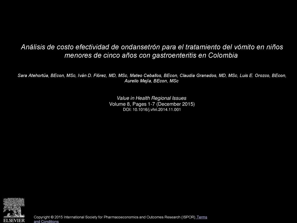 Análisis de costo efectividad de ondansetrón para el tratamiento del vómito en niños menores de cinco años con gastroenteritis en Colombia