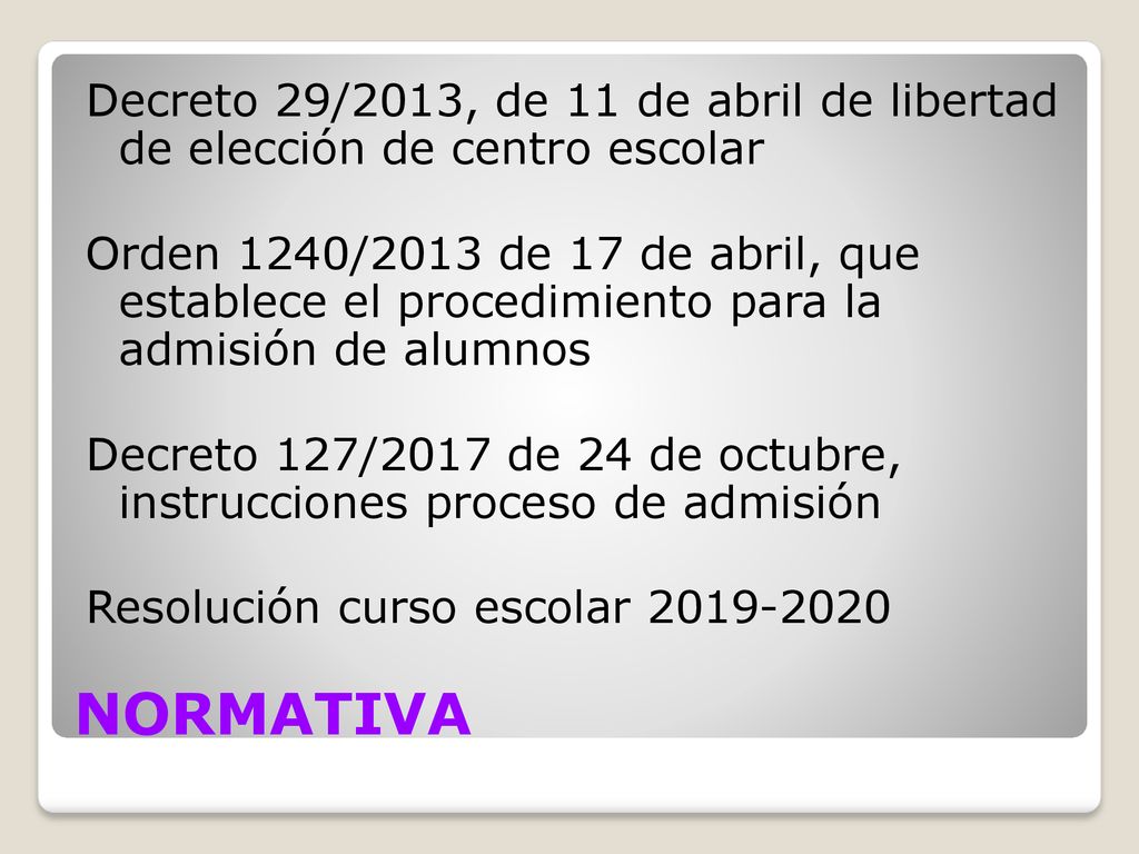 Decreto 29/2013, de 11 de abril de libertad de elección de centro escolar