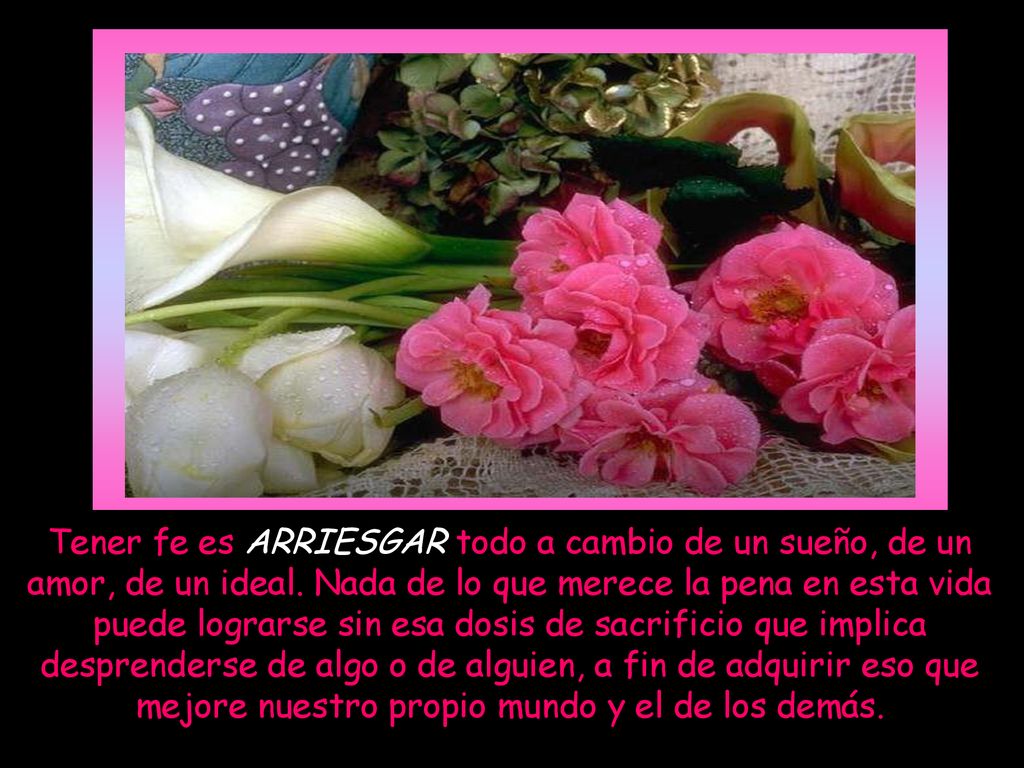 Tener fe es ARRIESGAR todo a cambio de un sueño, de un amor, de un ideal.