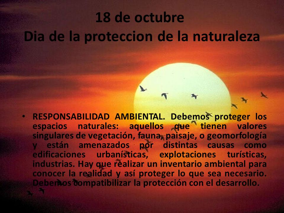 18 de octubre Dia de la proteccion de la naturaleza