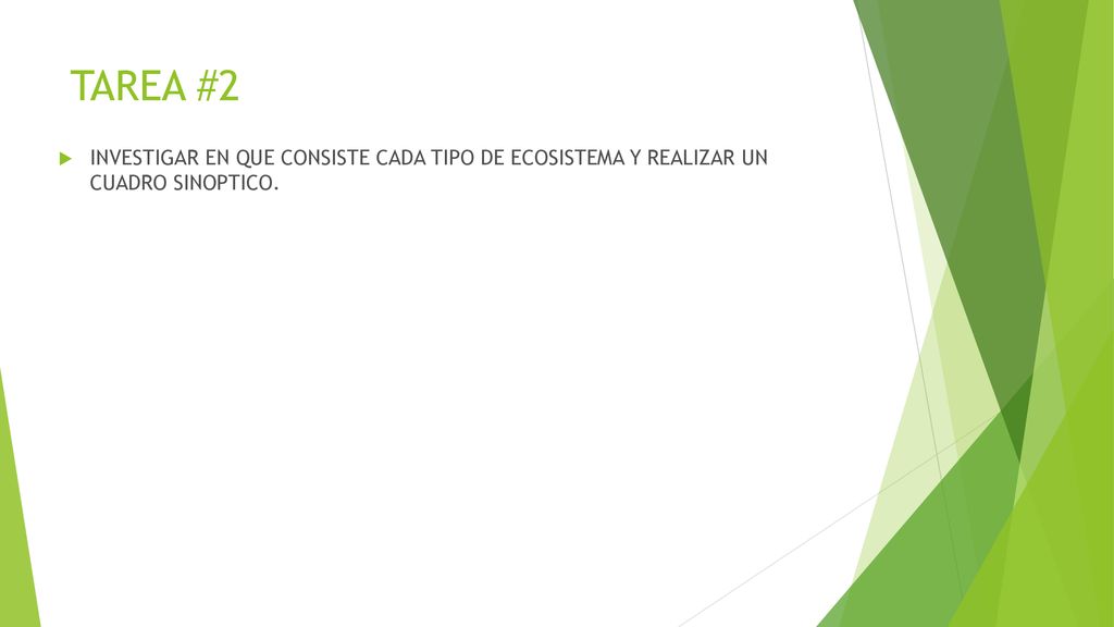 TAREA #2 INVESTIGAR EN QUE CONSISTE CADA TIPO DE ECOSISTEMA Y REALIZAR UN CUADRO SINOPTICO.