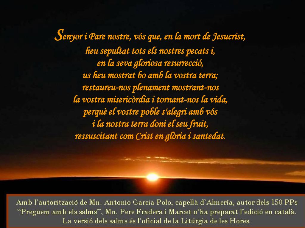 Senyor i Pare nostre, vós que, en la mort de Jesucrist,