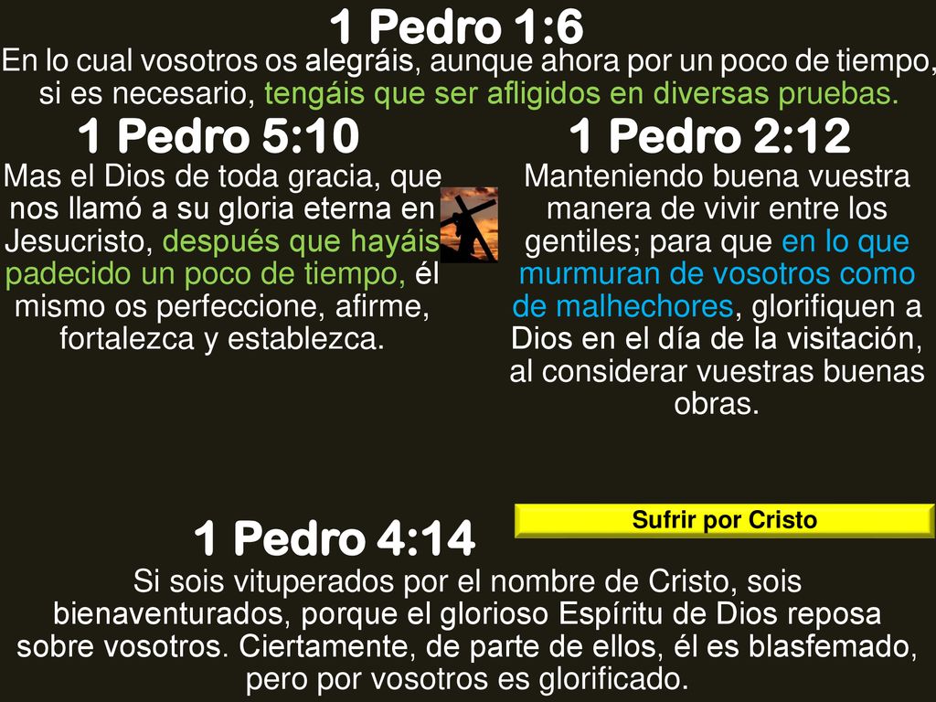 1 Pedro 1:6 1 Pedro 5:10 1 Pedro 2:12 1 Pedro 4:14
