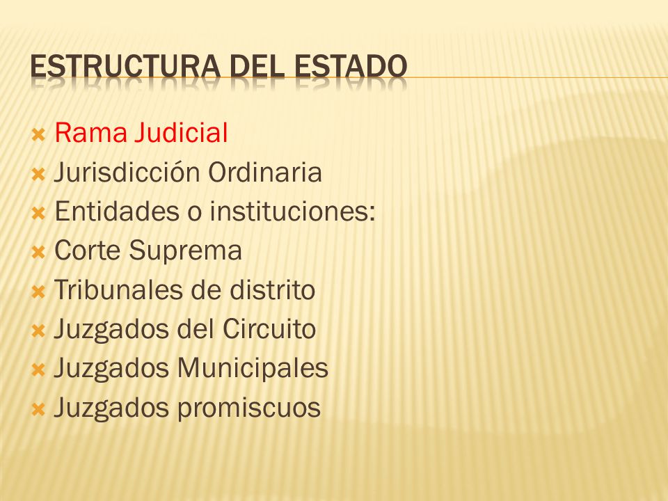 Estructura del Estado Rama Judicial Jurisdicción Ordinaria