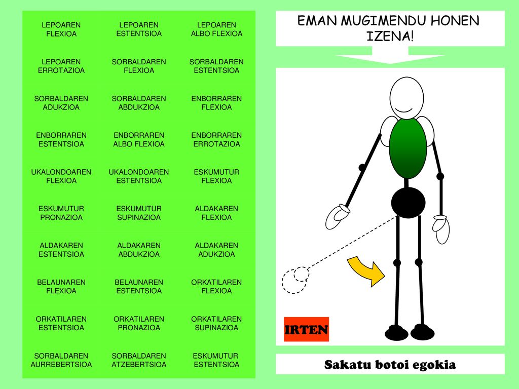 EMAN MUGIMENDU HONEN IZENA! IRTEN Sakatu botoi egokia LEPOAREN FLEXIOA